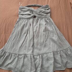 Light Gray Strapless Twist-Front Sundress